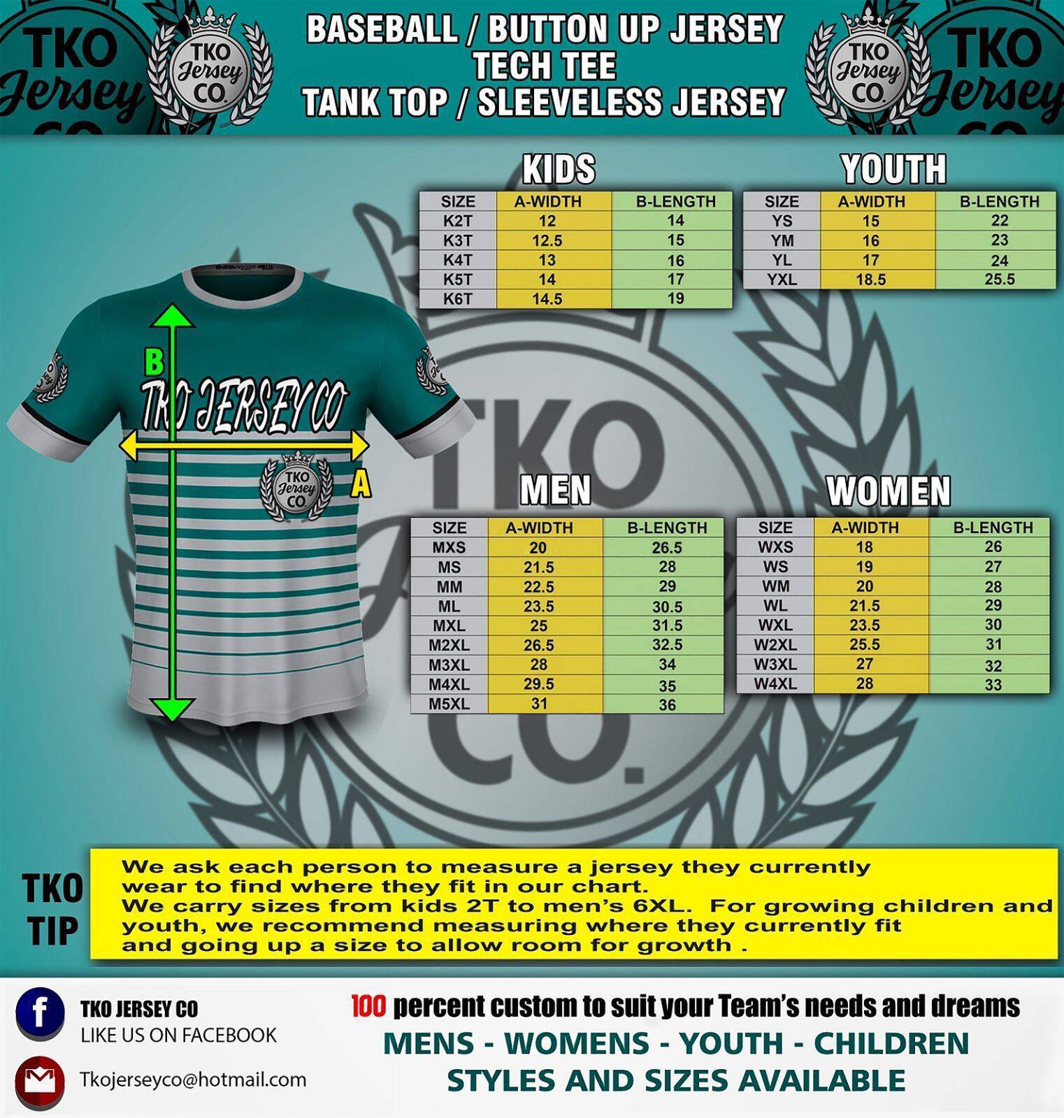 TKO Jersey Sizing 